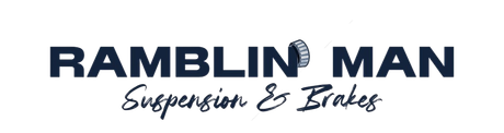 A logo for ramblin man suspension and brakes