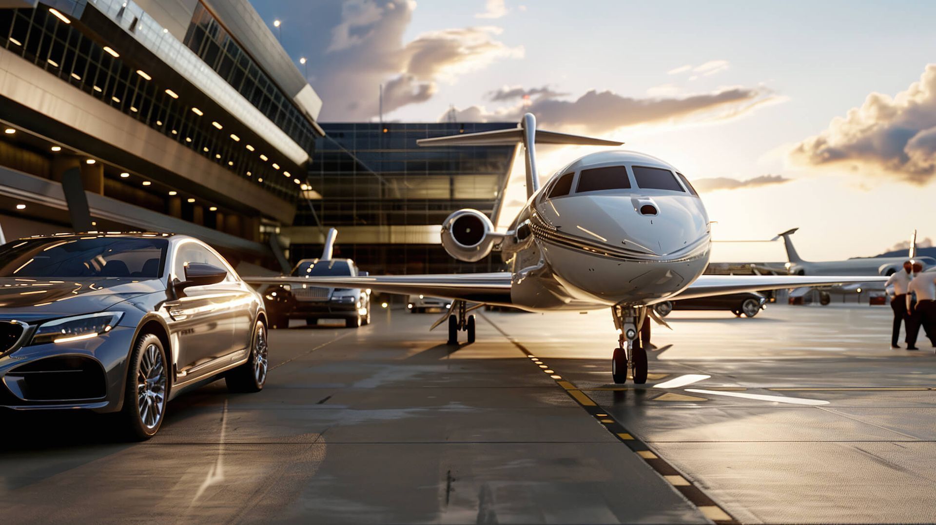 professional private driver opening limo door for airport passenger