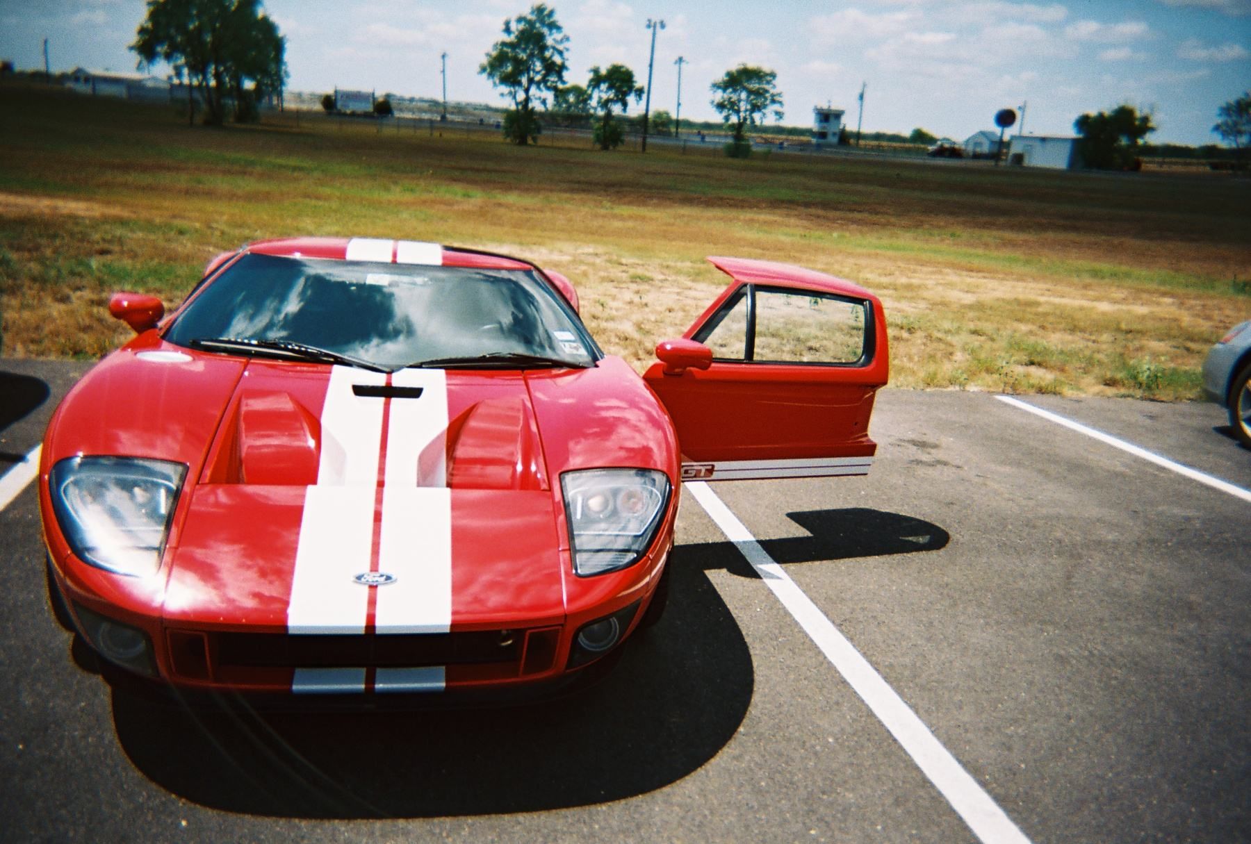 Red ford gt with white stripes