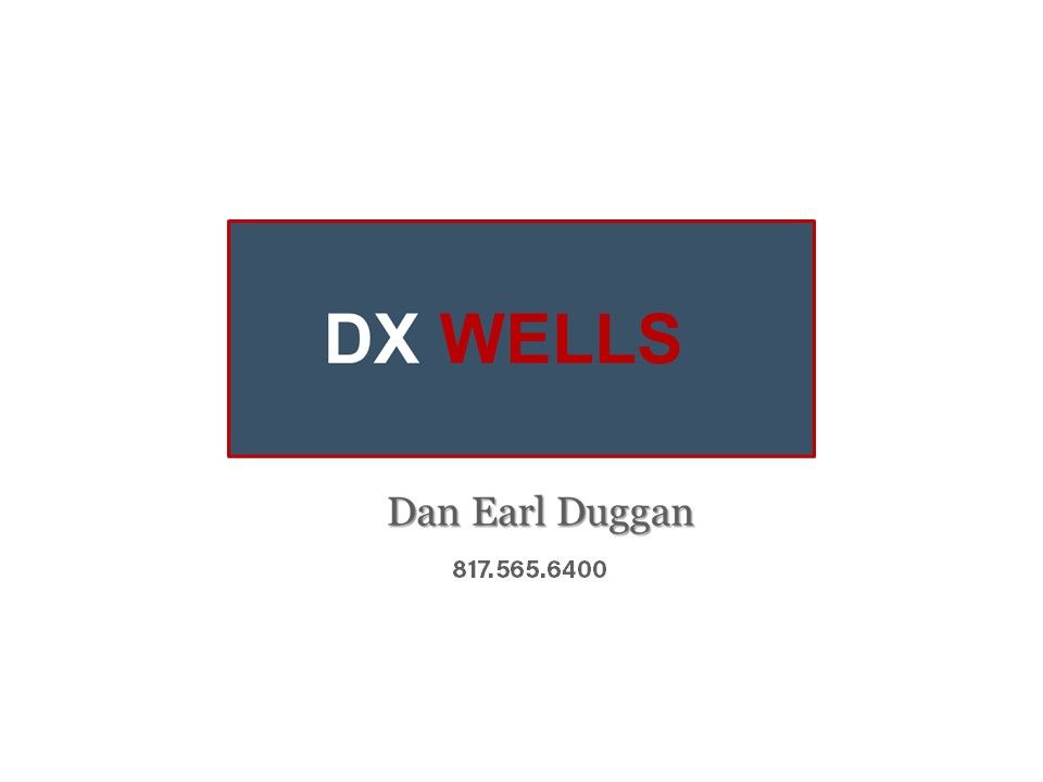 A logo for dx wells by dan earl duggan