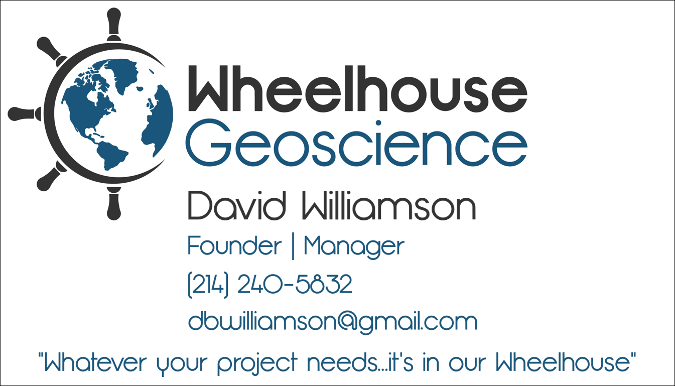 A logo for wheelhouse geoscience by david williamson