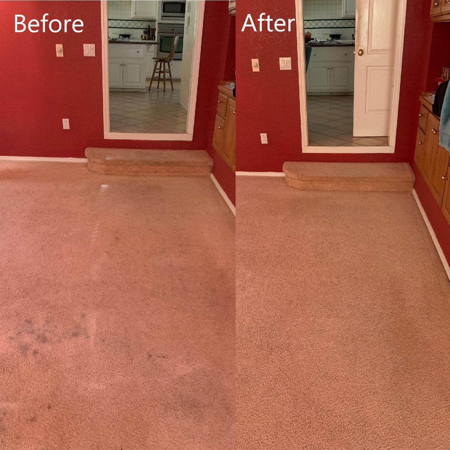 before and after carpet cleaning project