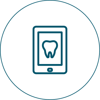 An icon of a tablet with a tooth on it.