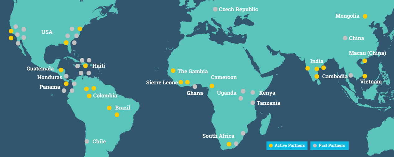 A map of the world with a lot of cities on it