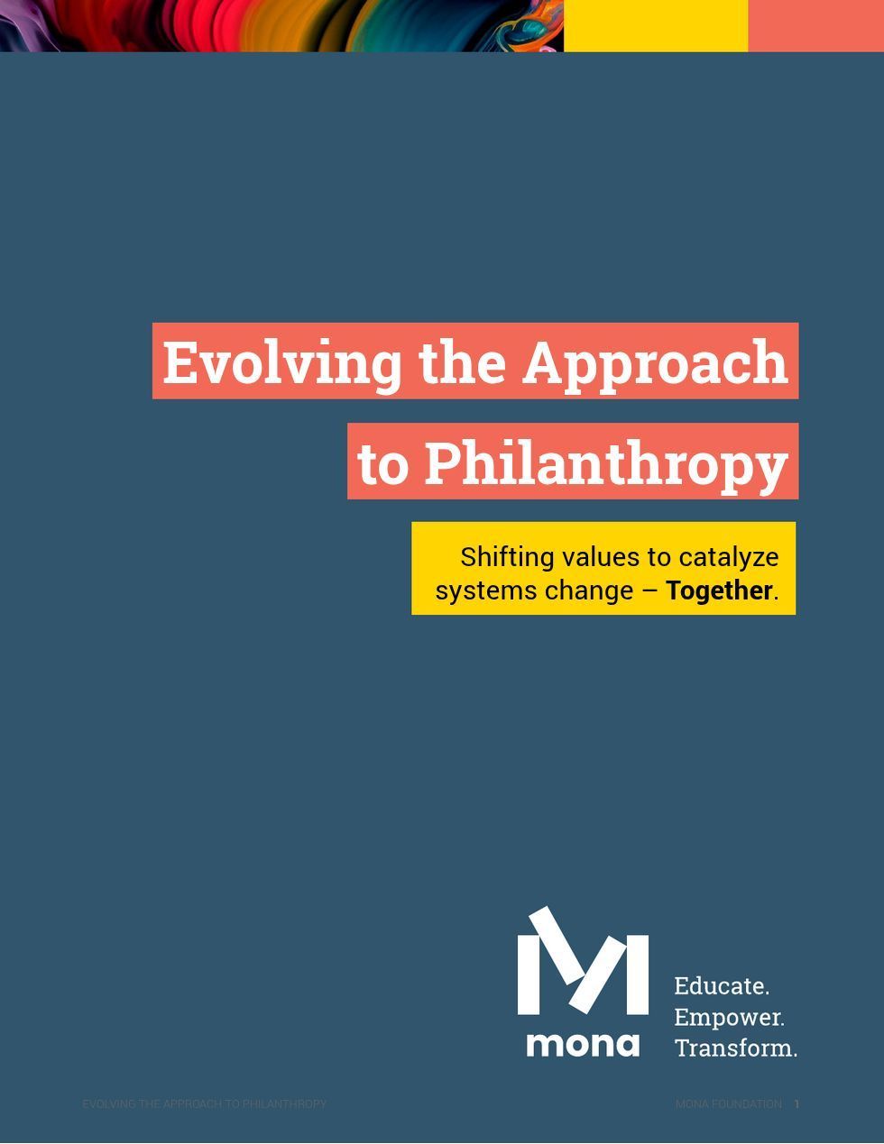 A blue book titled evolving the approach to philanthropy