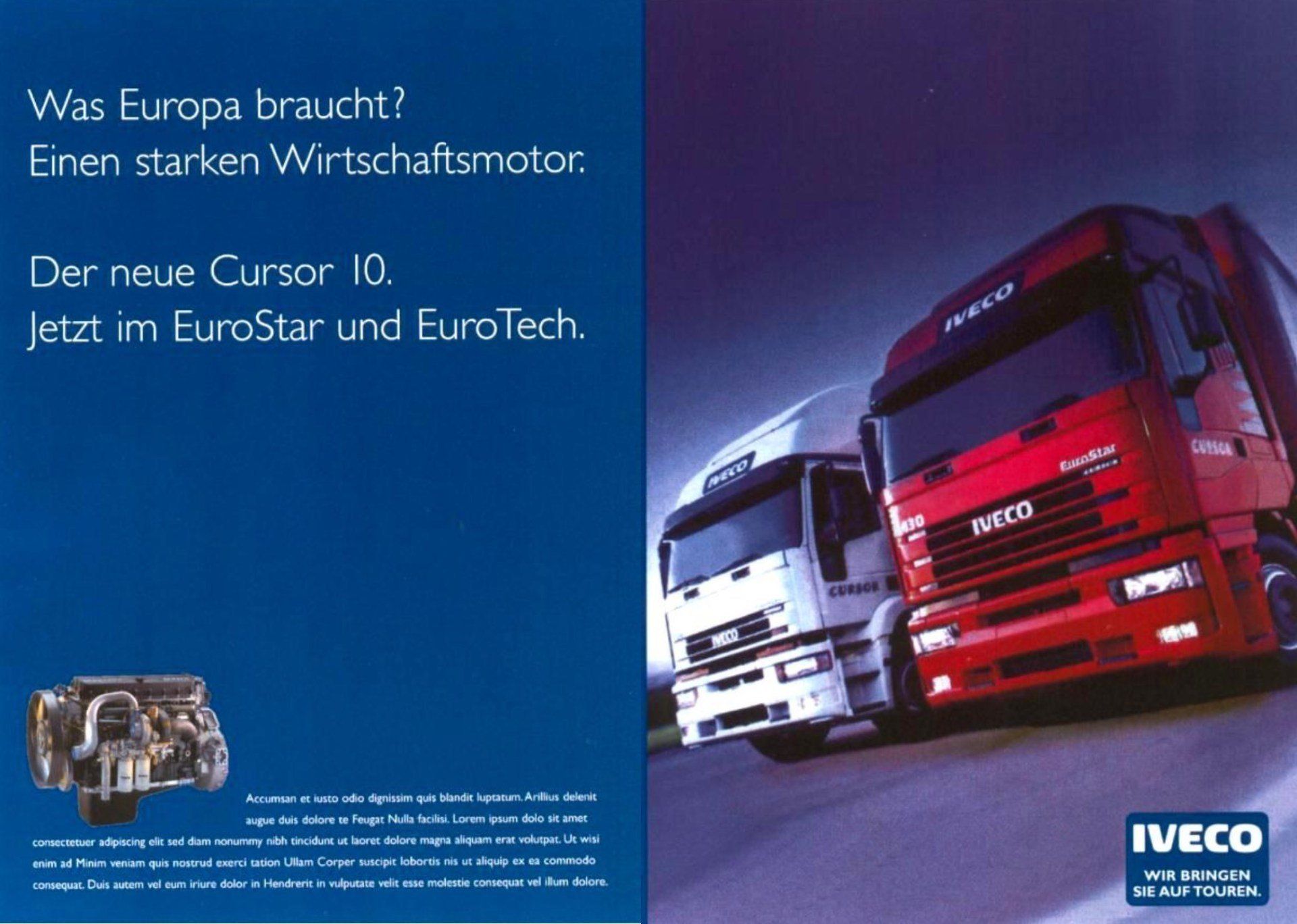 Eine Werbung für Iveco-LKW auf Deutsch