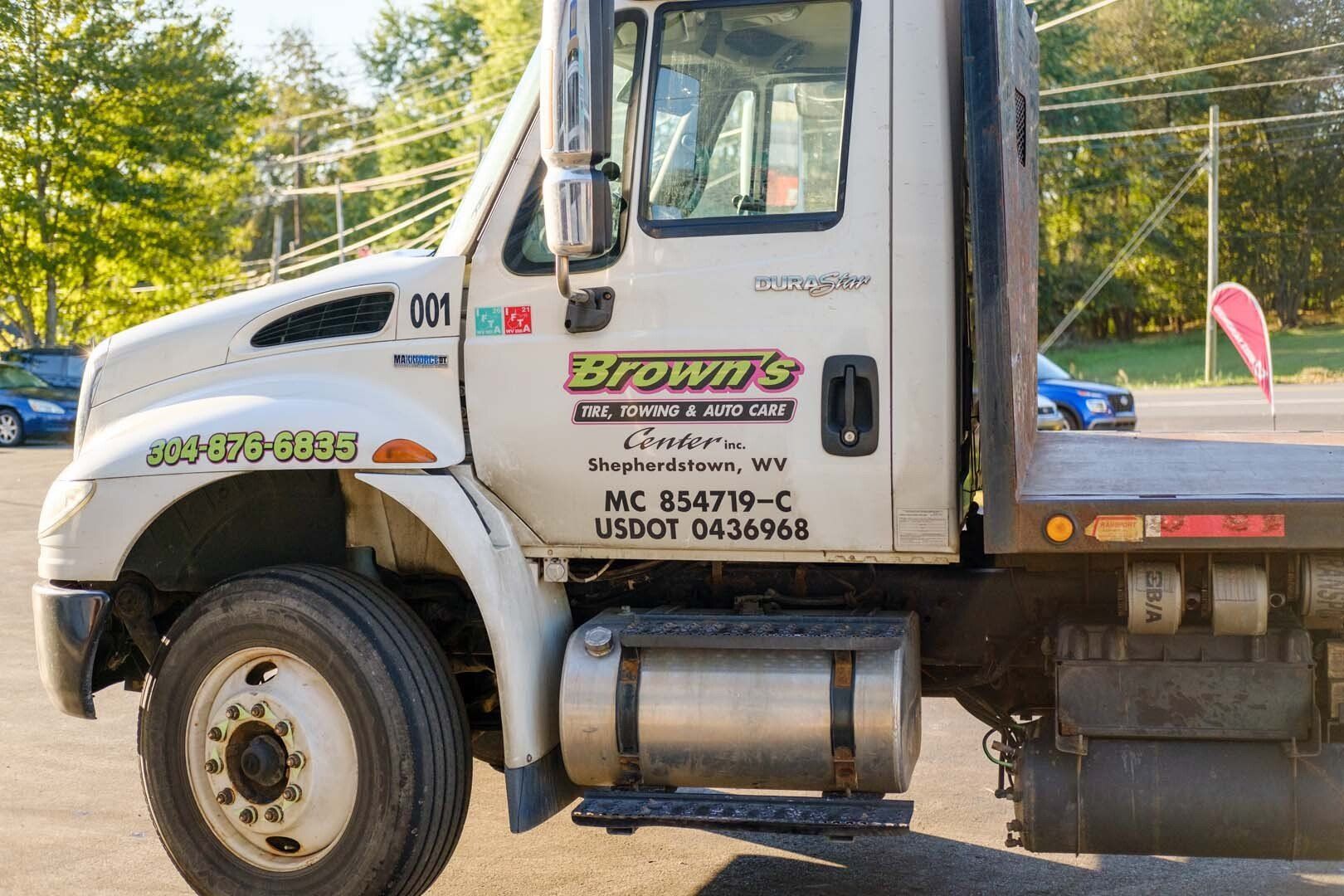 White tow truck with 