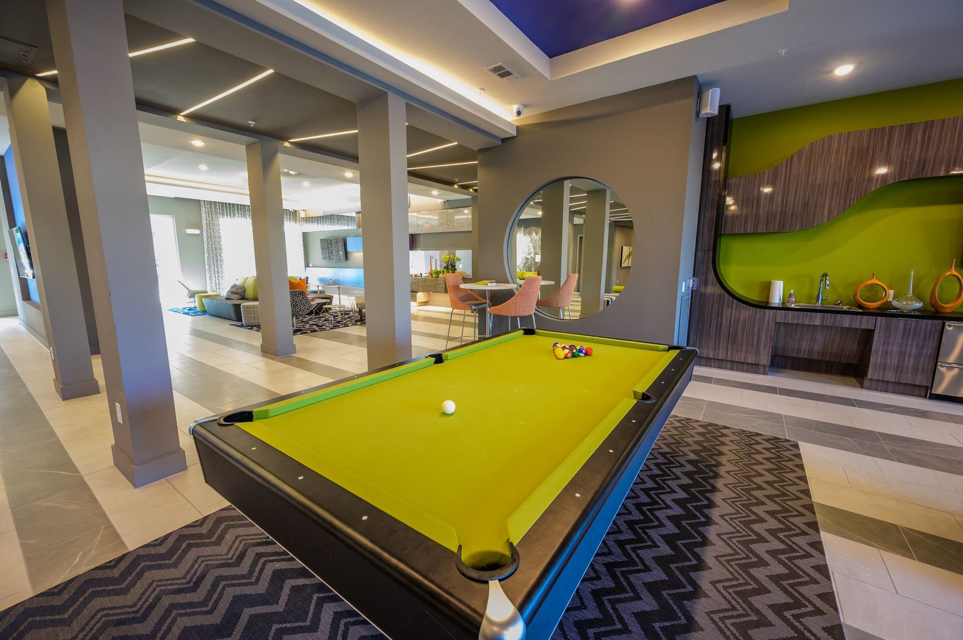 Pool table at Harmony Luxury Apartments in Rowlett, TX.