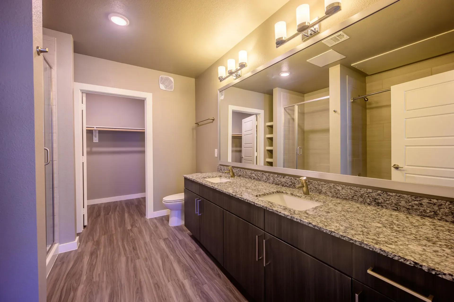 Bathroom at Harmony Luxury Apartments in Rowlett, TX.