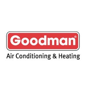 Goodman Air Conditioning & Heating logo: Red rectangle with