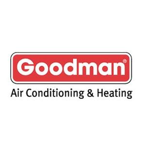 Goodman Air Conditioning & Heating logo: Red rectangle with 