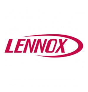 LENNOX logo in red text, within a red, curved oval.