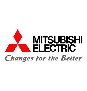 Mitsubishi Electric logo: Red diamond symbol, black text, and tagline
