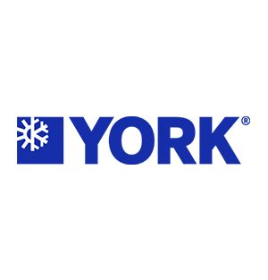 York logo with snowflake symbol in blue square and blue text.