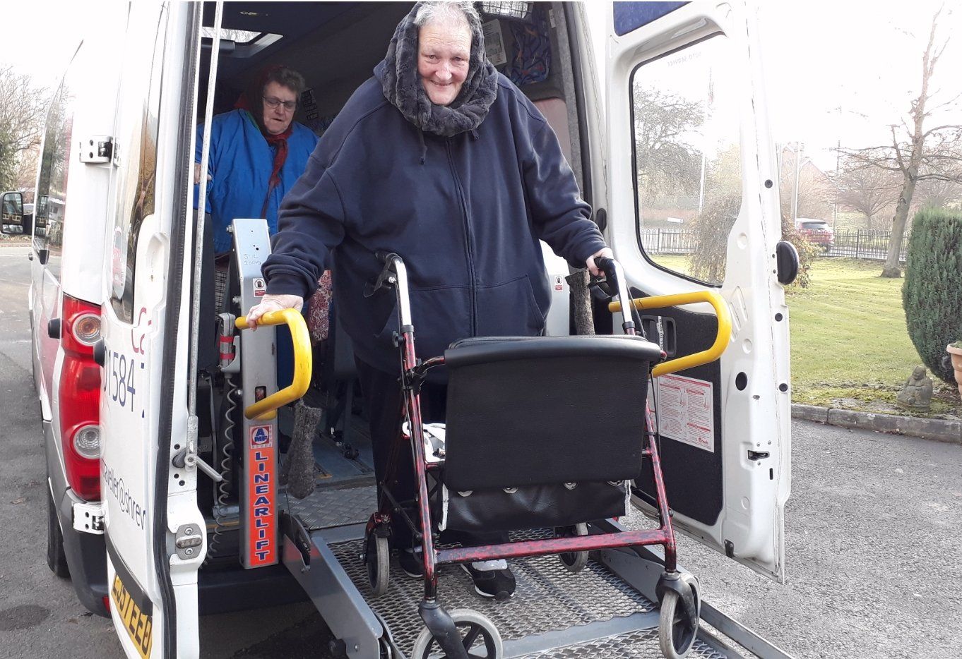 Bus with wheel chair ramp