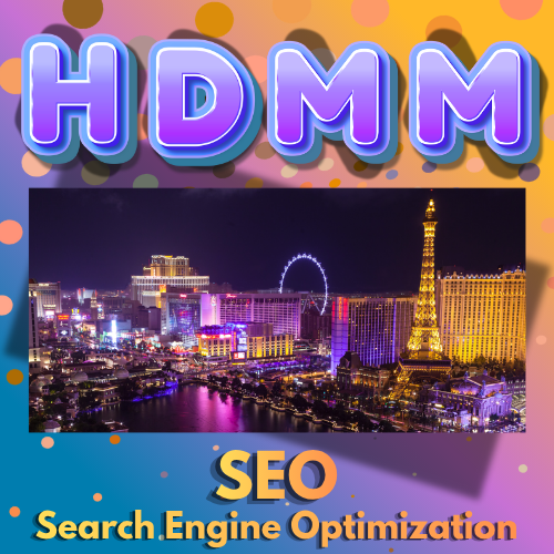 Las Vegas Strip at night, with the text 