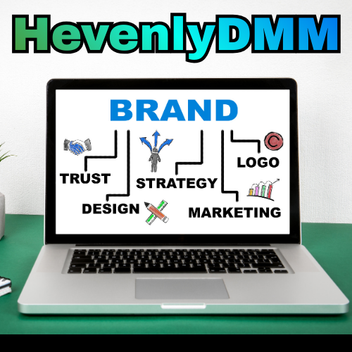 HevenlyDMM Logo Audit Strategy, a computer with a branding strategy.