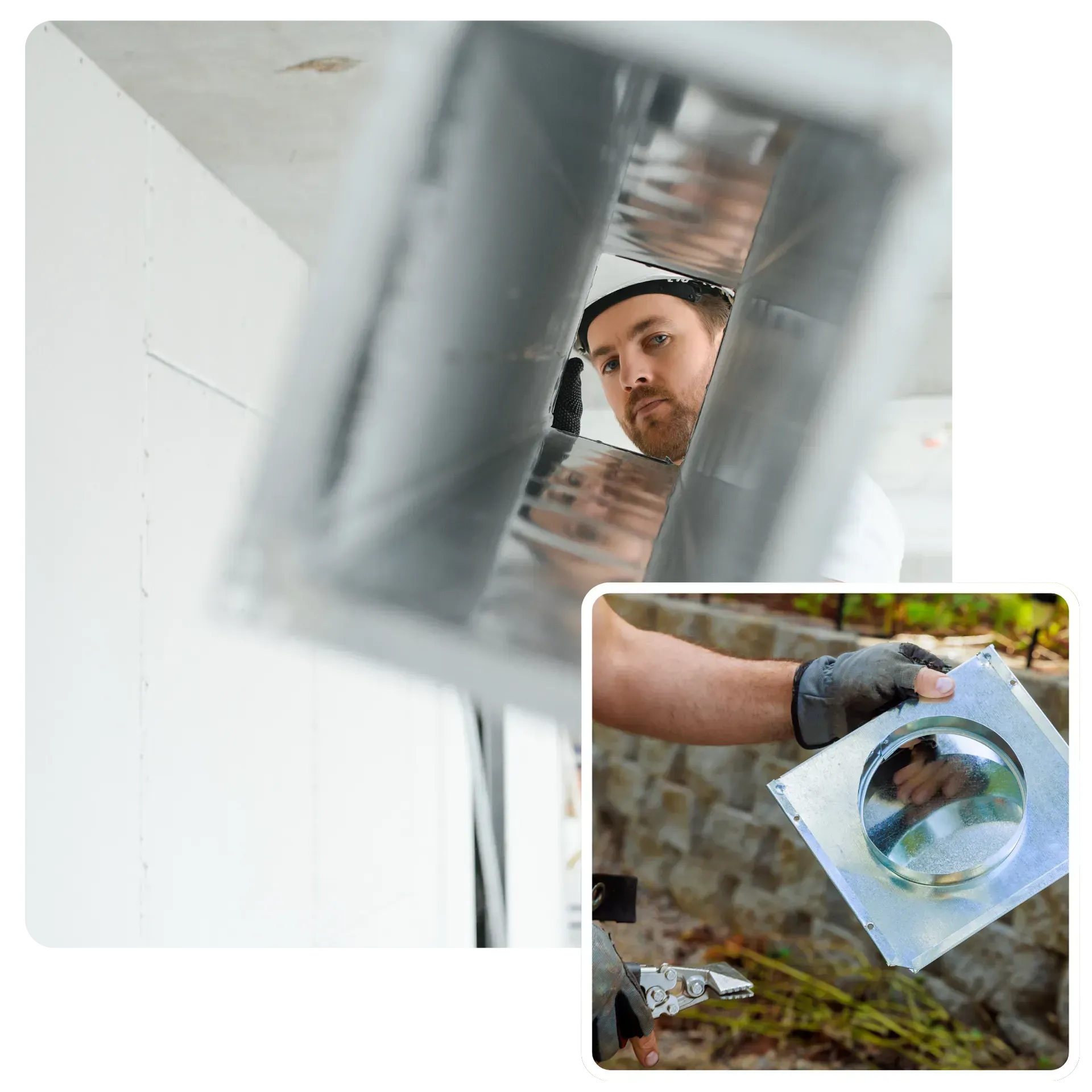 A man is looking through a hole in a wall while holding a piece of paper.