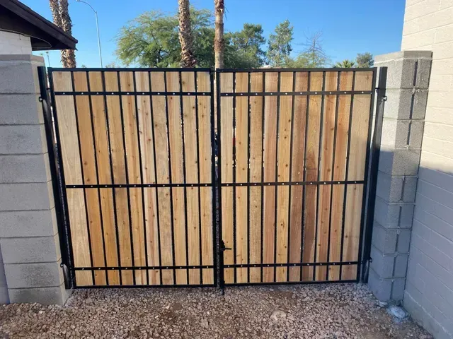 “Custom masonry gate entrance built by Durango Masonry & Tile in Arizona