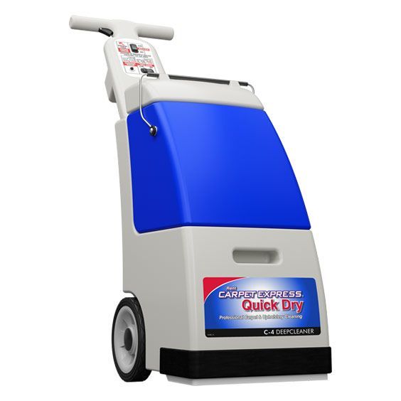 A blue and white carpet express quick dry machine