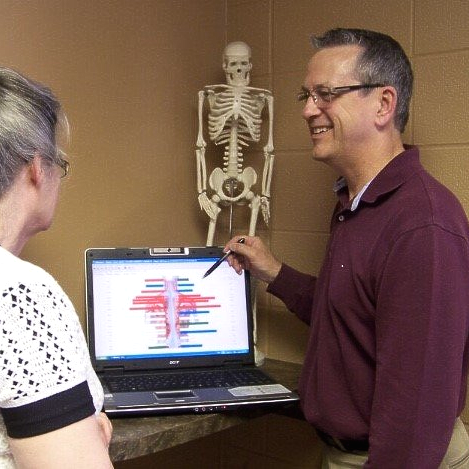Dr. randy Vollrath educating about chiropractic care