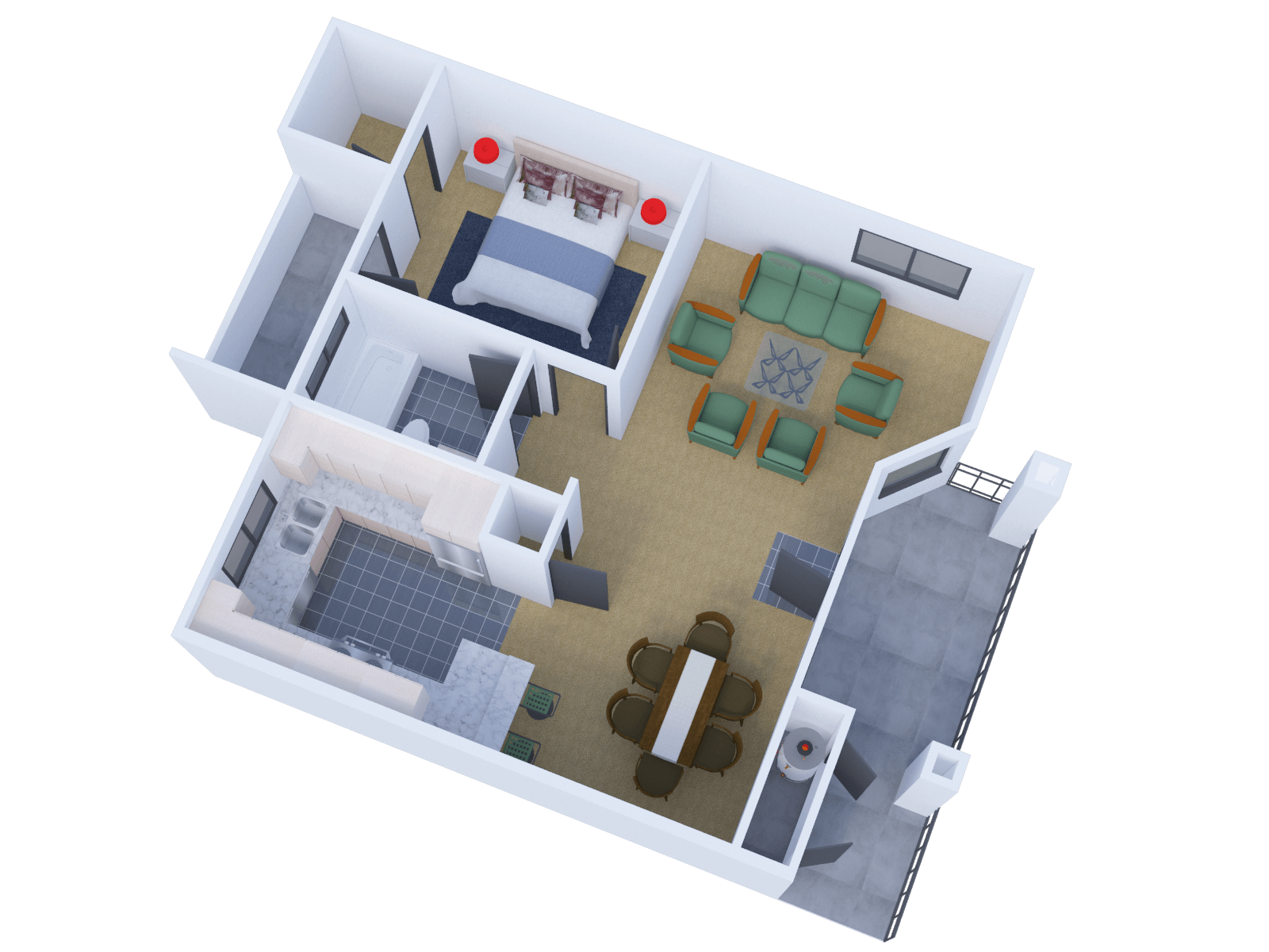 1 bed 1 bath floor plan