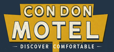 Condon Motel logo blue and gold