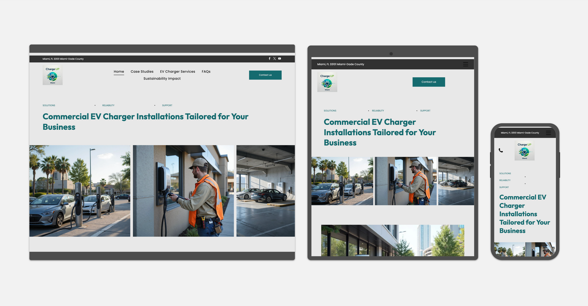 Commercial EV charger installation website design 