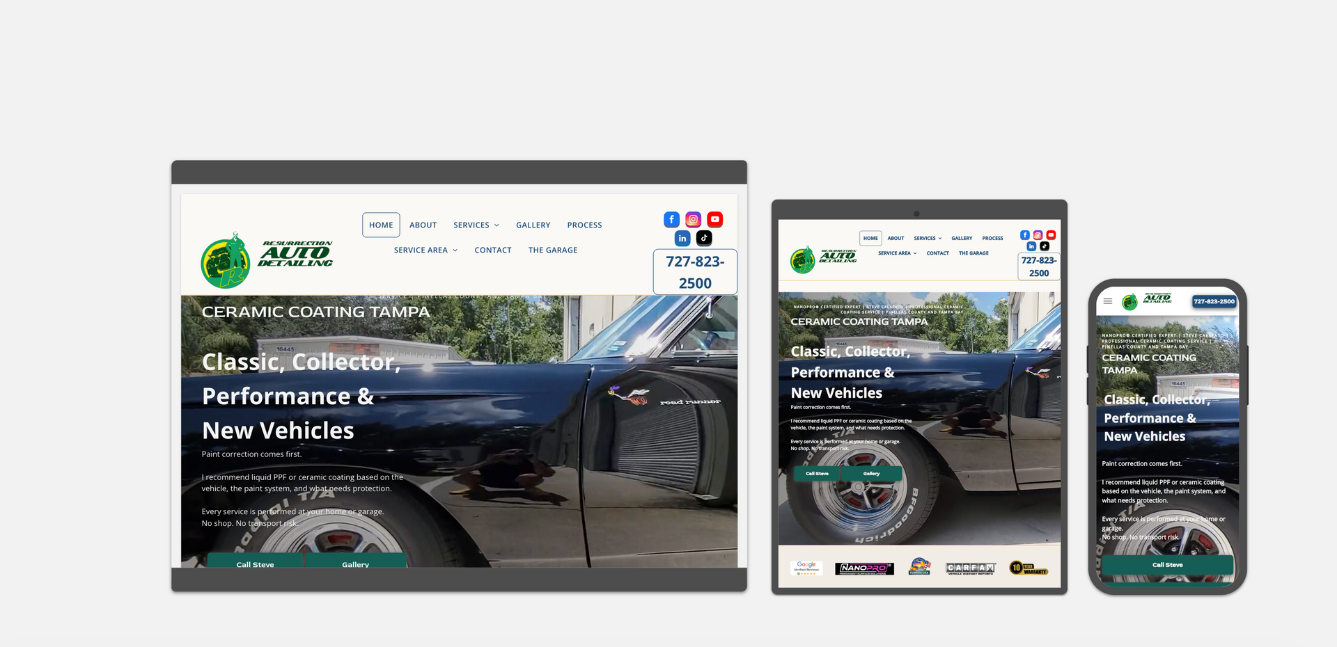 liquid ppf website tampa bay contractor with responsive design and forms