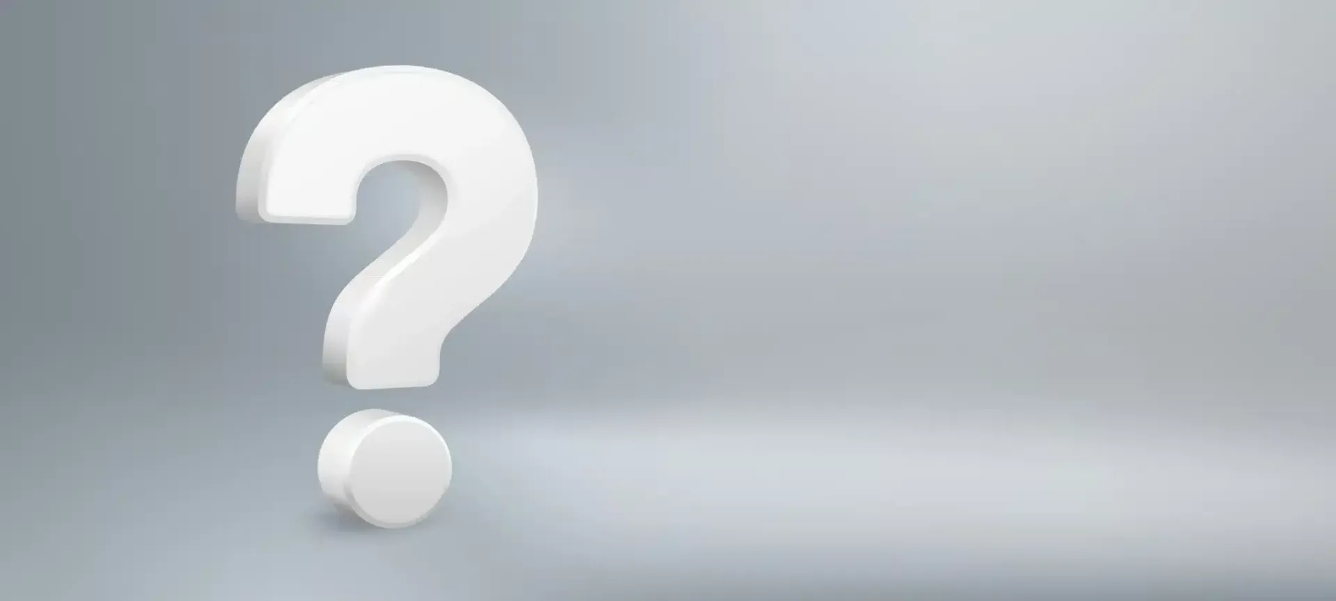 White question mark on a gradient gray background, suggesting uncertainty or inquiry.