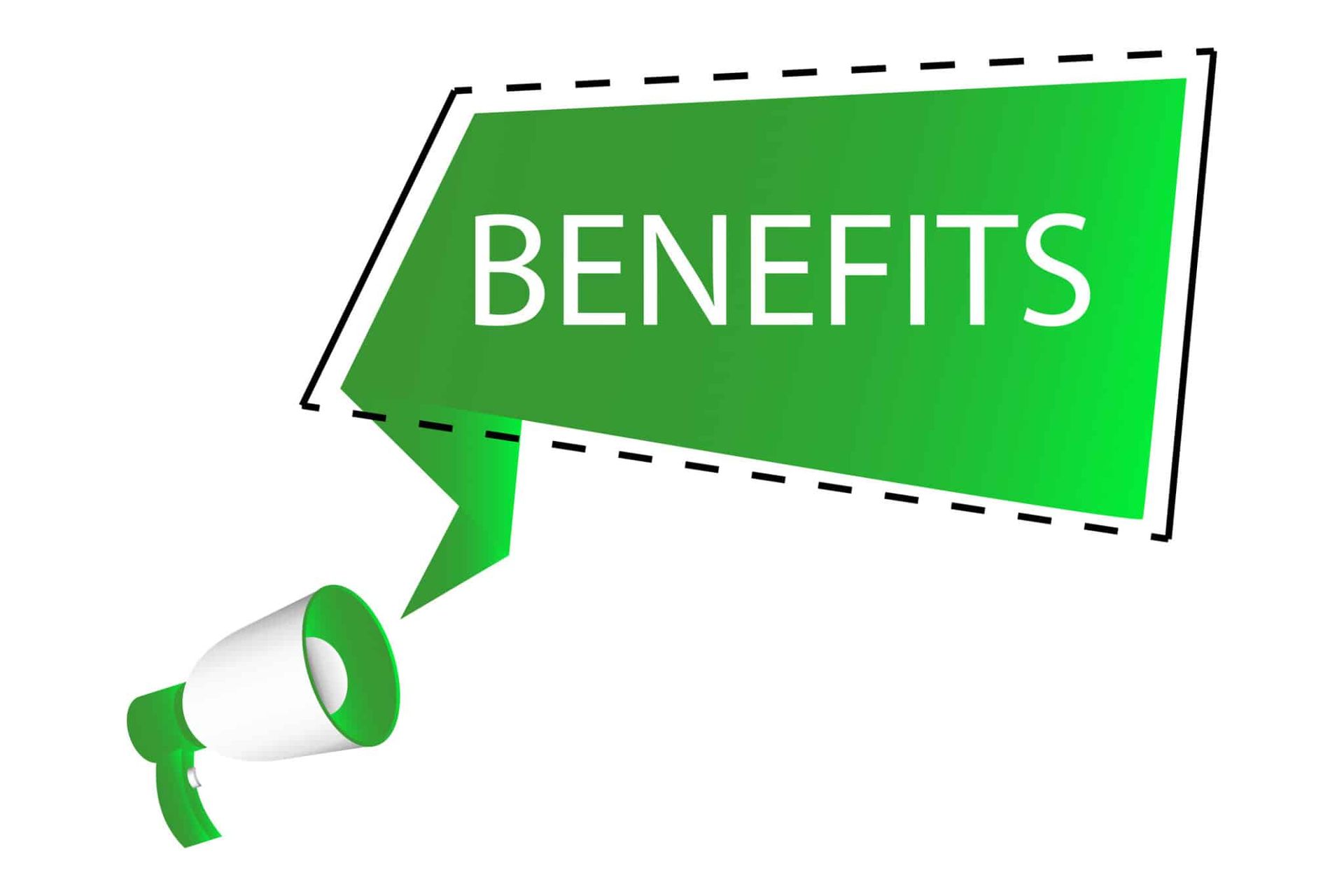 Green megaphone, speech bubble with 