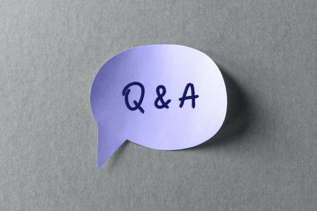 Blue speech bubble with 