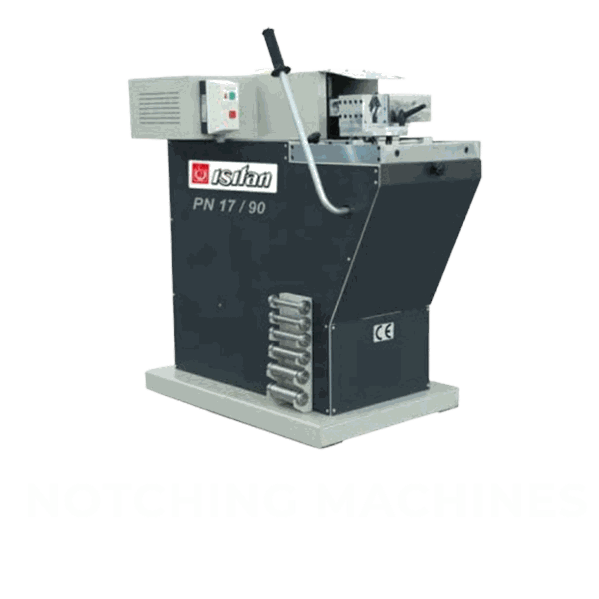 A machine is sitting on top of a table on a white background.