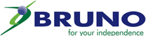 Logo for Bruno mobility products. Features blue text 