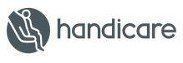 Handicare logo: a person in a seated position within a gray circle, beside the word 