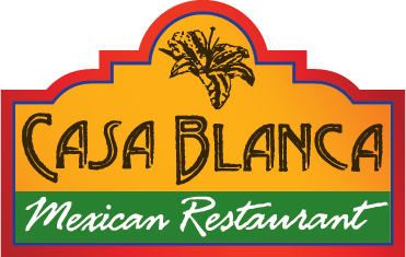 The logo for casa blanca mexican restaurant has a flower on it