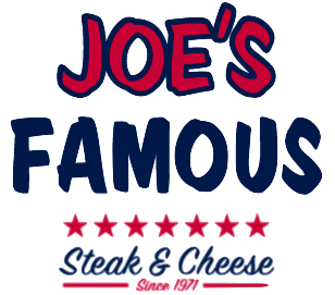 A logo for joe 's famous steak and cheese
