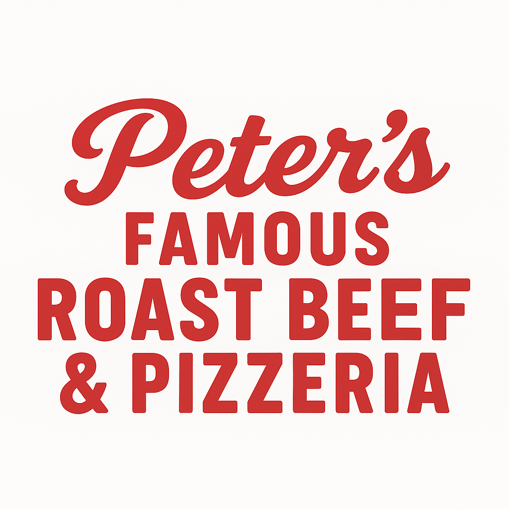 The logo for peter 's famous roast beef and pizzeria.