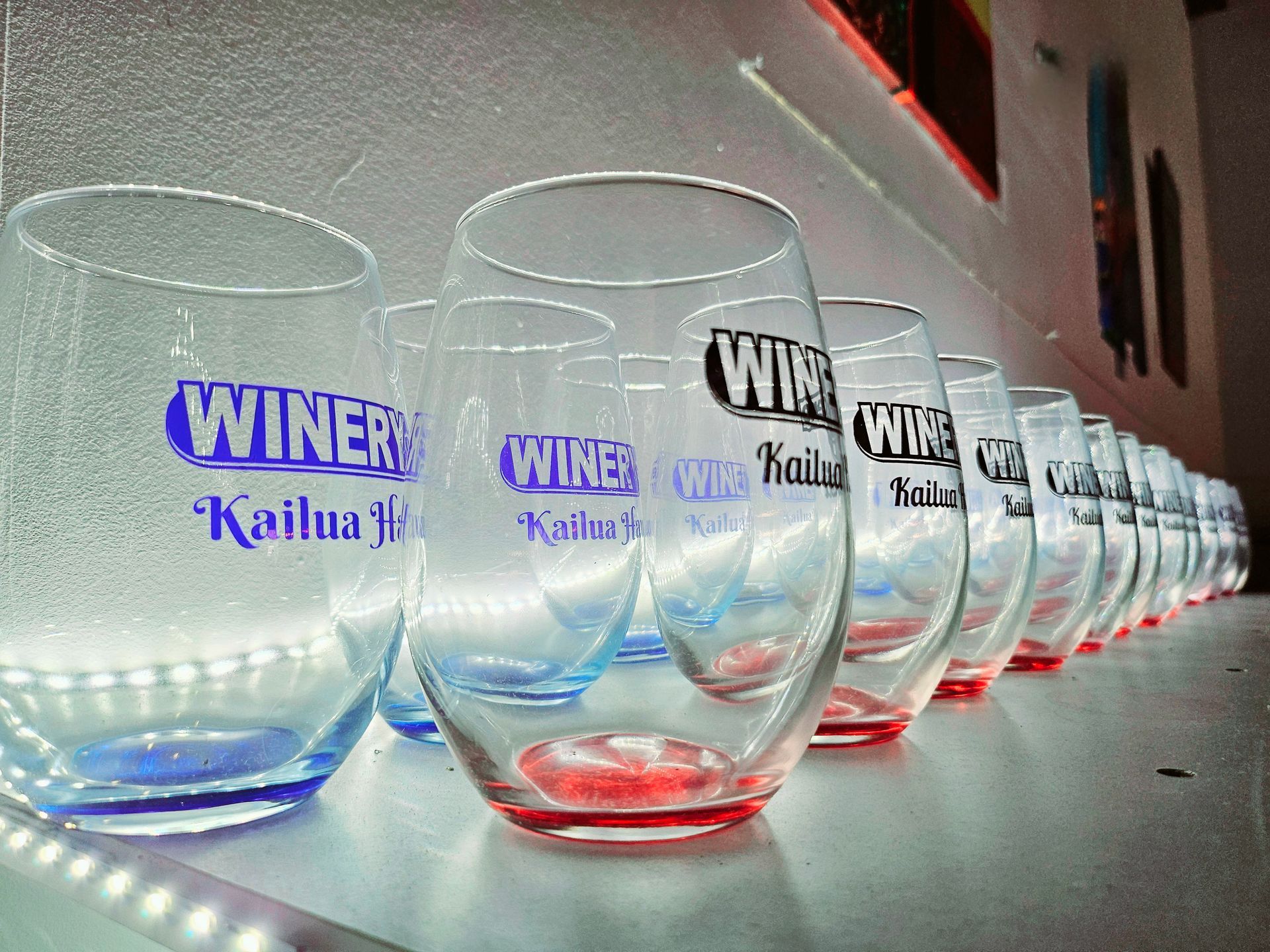 A Row Of Winery Glasses | Kailua, HI | Oeno Winemaking