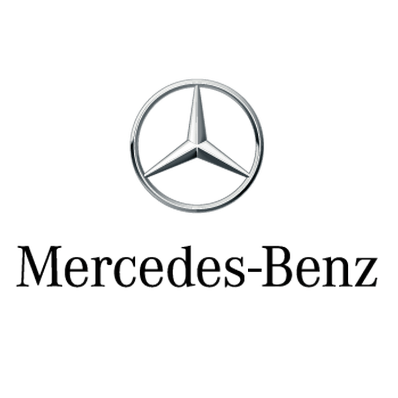 The mercedes benz logo is shown on a white background