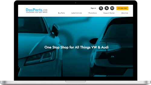 screenshot of Das Parts website