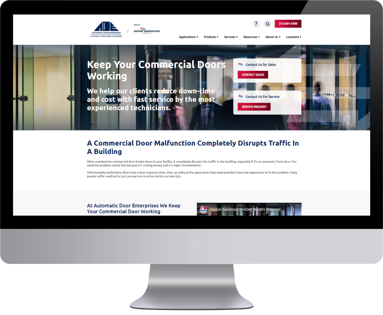 Door Services Corporation Site Displayed on Monitor