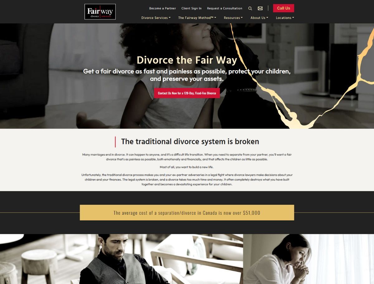 A website for Fairway Divorce Canada was built using Umbraco CMS by Mawazo Marketing