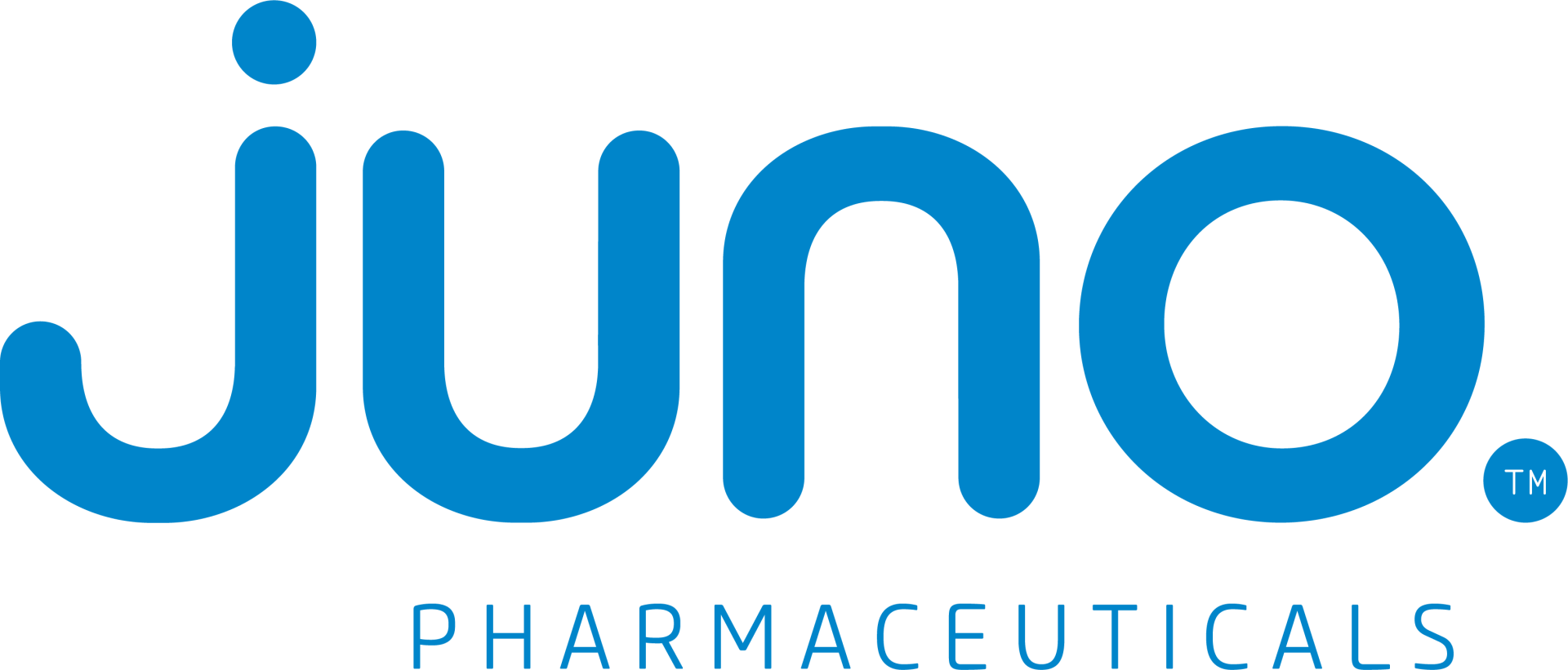 A blue and white logo for juno pharmaceuticals