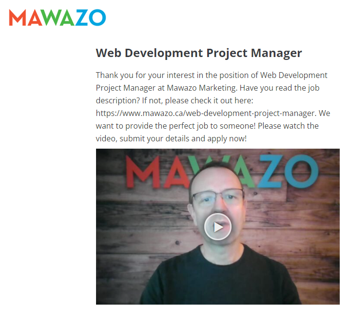 a screenshot of a web development project manager advertisement