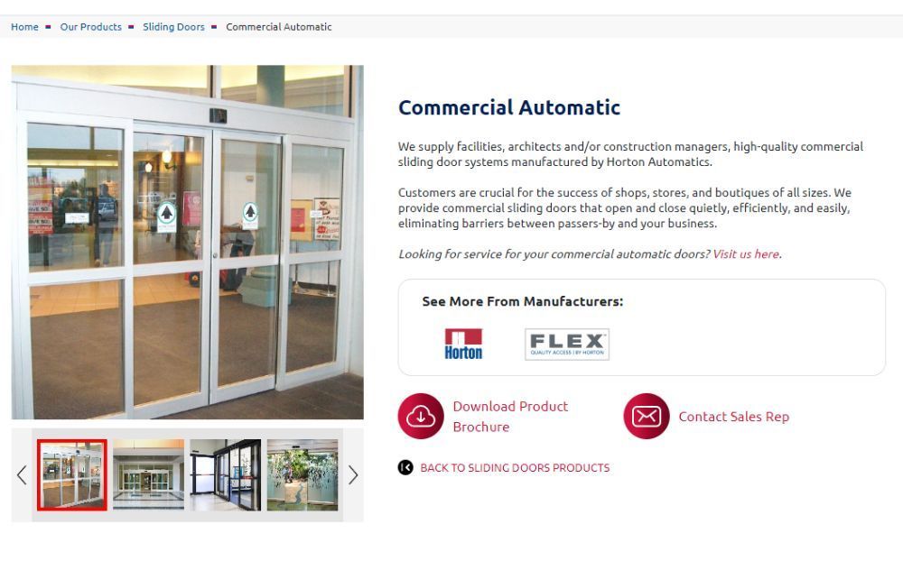 A page in Door Services website showing the Call-to-action