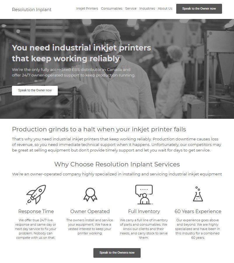Resolution Inplants Website Blueprint