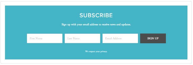 Mawazo newsletter signup form for email marketing