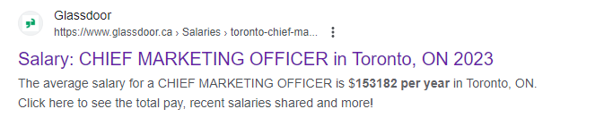 a google search for a chief marketing officer in toronto