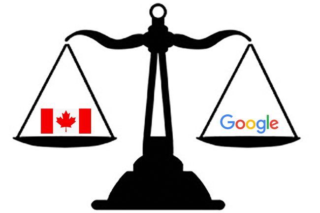 Scales of justice between Google and Canada